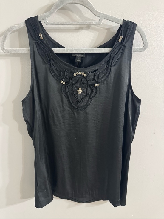 Ann Taylor Tops - Black Embellished Scoop Neck Tank Top
